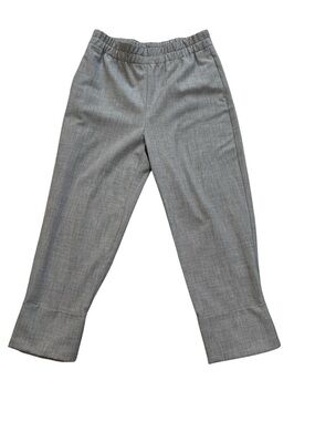 Zara Pants, Pull-On Cuffed Relaxed Tailored Straight, Light Gray Grey, Medium, M